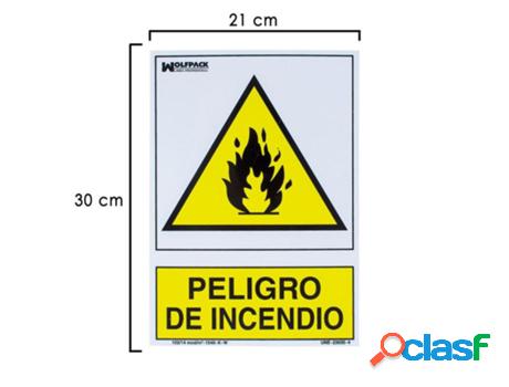 Cartel peligro de incendio 30x21 cm.