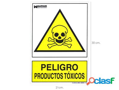Cartel peligro productos toxicos 30x21cm.