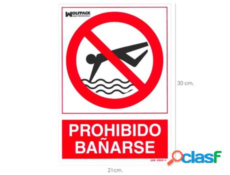 Cartel prohibido bañarse 30x21 cm.