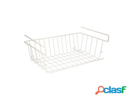 Cesta bajo estante colgante blanca 39x25x11cm.