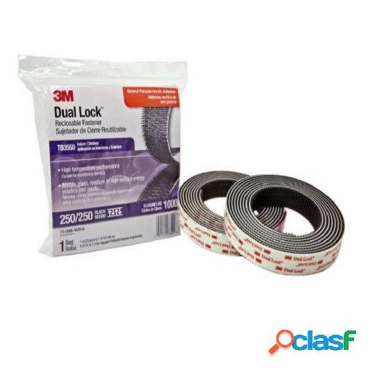 Cinta Adhesiva 25Mmx 3Mt Tira Negro Dual Lock 3M 2 Pz