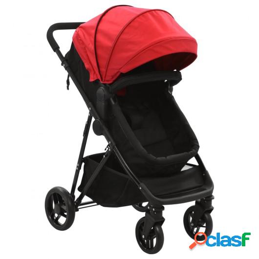 Cochecito/Silla de bebé 2 en 1 acero rojo y negro