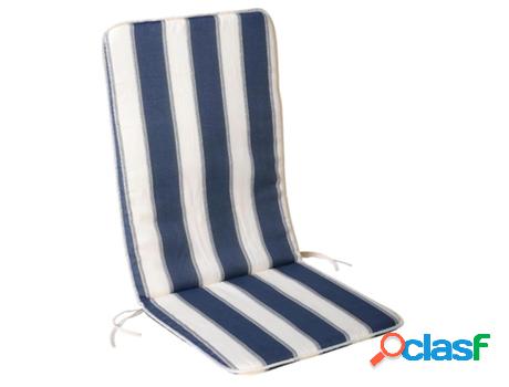 Cojin azul / blanco silla reclinable 110x48x2,5 cm.
