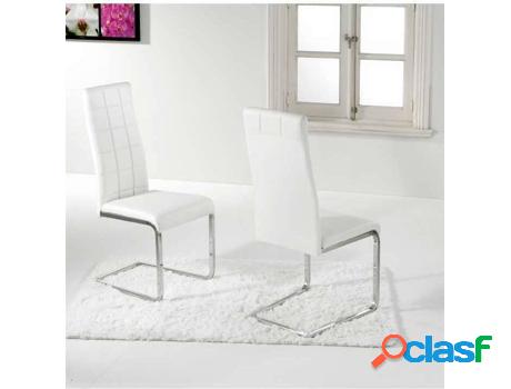 Conjunto de 2 Silla ADEC Comet (Blanco - Metal y Símil Piel