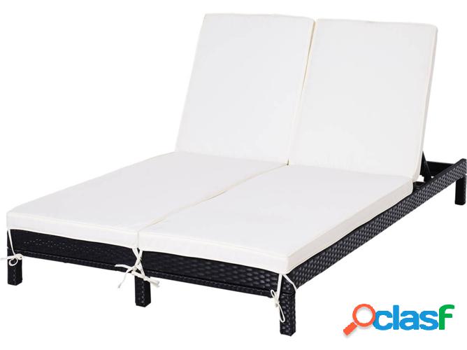 Conjunto de 2 Tumbonas OUTSUNNY Negro y Beige (195x120x28cm)