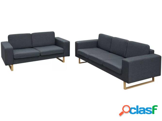 Conjunto de Sofás VIDAXL 3 plazas y 2 plazas gris oscuro