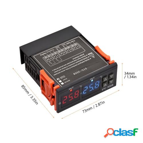 Controlador de temperatura digital STC-3008 Regulador de