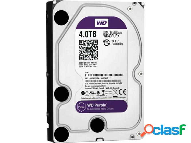 Disco HDD Interno WESTERN DIGITAL WD40PURX (4 TB - SATA -