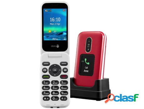 Doro 6880 - Telfono Clamshell Rojo Senior 4G