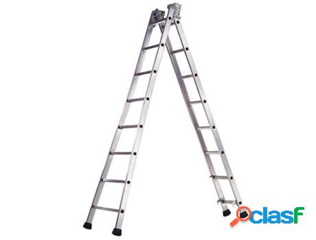 Escalera aluminio industrial pronor 2 tramos 7+7 peldaños