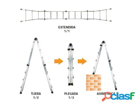 Escalera telescópica aluminio 4+4 peldaños perfil 67 mm.