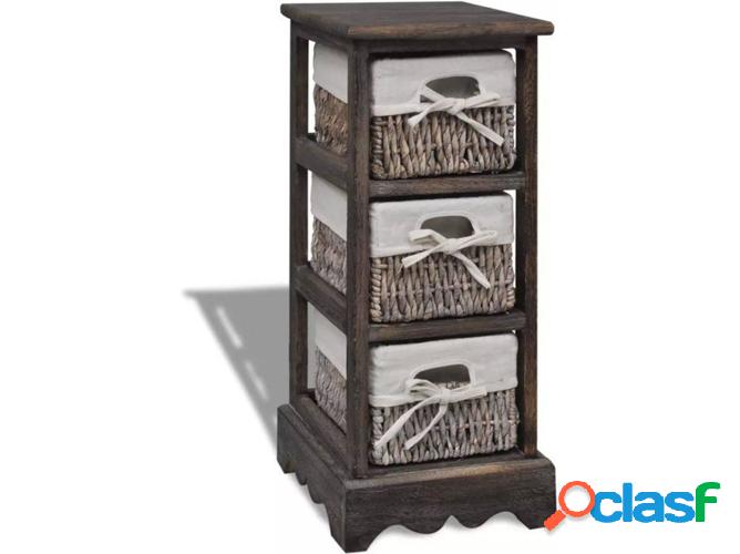 Estante VIDAXL almacenamiento Madera con 3 Cestas Marrón