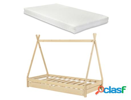 Estructura de Cama Infantil EN.CASA (Beige - Madera - 90 x