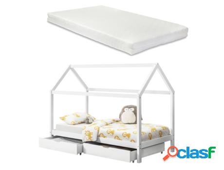 Estructura de Cama Infantil EN.CASA (Blanco - Madera - 90 x