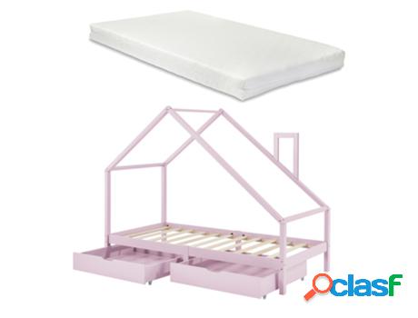 Estructura de Cama Infantil EN.CASA (Rosa - Madera - 90 x