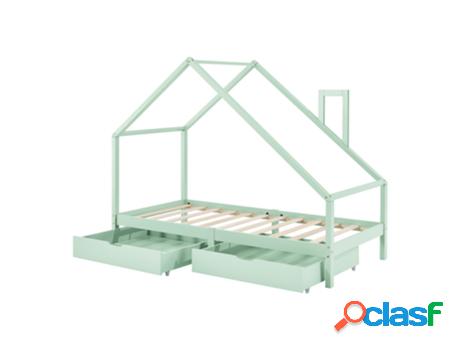 Estructura de Cama Infantil EN.CASA (Verde - Madera - 90 x