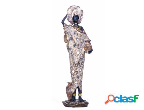 Figura Africana Gris de Resina 40X8X12cm Figura de Africana