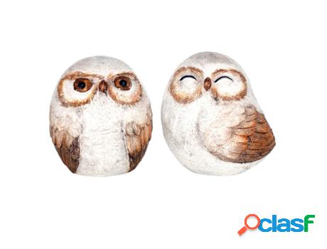 Figura Búhos 2 Unidades BLANCO de Resina 9*7*8cm Figura de