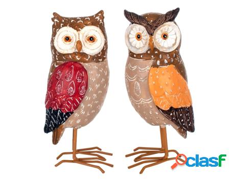 Figura Búhos 2 Unidades MARRÓN de Resina 17*8*9cm Figura