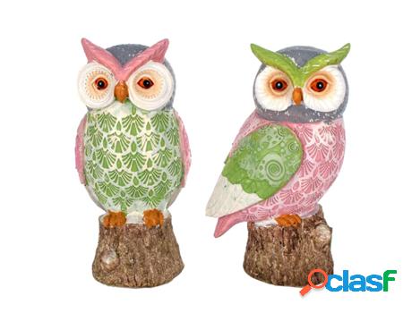 Figura Búhos 2 Unidades MULTICOLOR de Resina 17*8*8cm