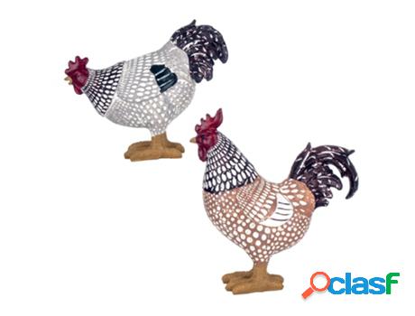 Figura Gallinas 2 Unidades GRIS de Resina 15*7*14cm Figura
