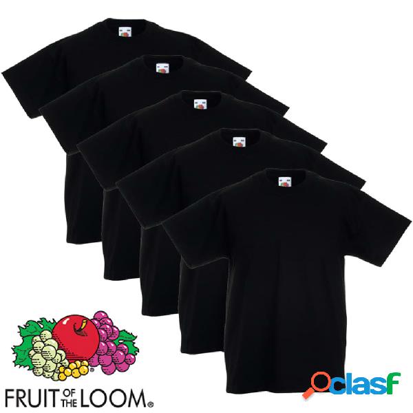Fruit of the Loom 5 camisetas negras infantiles, tallas 104