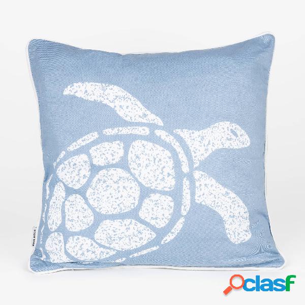 Funda de cojín azul cielo con tortuga Sea 45x45cm
