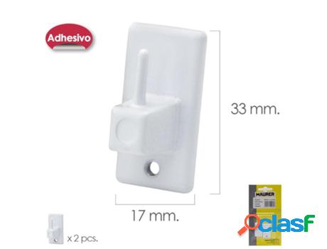 Gancho visillo / cortina adhesivo blanco (blister 2 piezas)