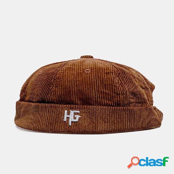 Gorro unisex de pana bordado HG Patten Casual sin borde