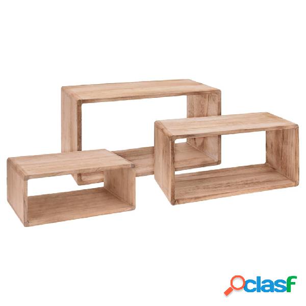 Home&Styling Set de estantes 3 piezas madera de Paulownia