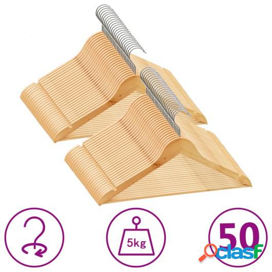 Juego de perchas para ropa 50 uds antideslizantes madera
