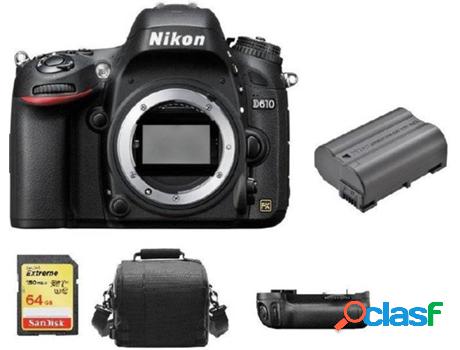 Kit Cámara Réflex NIKON D610 Corpo + Tarjeta SD de 64GB +