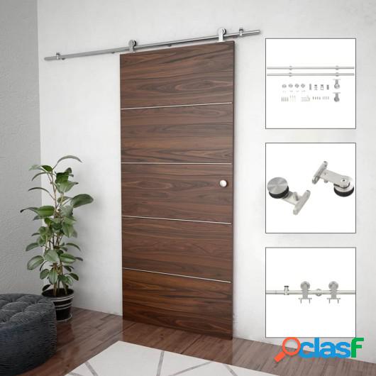 Kit de herrajes para puerta corredera 183 cm acero plateado