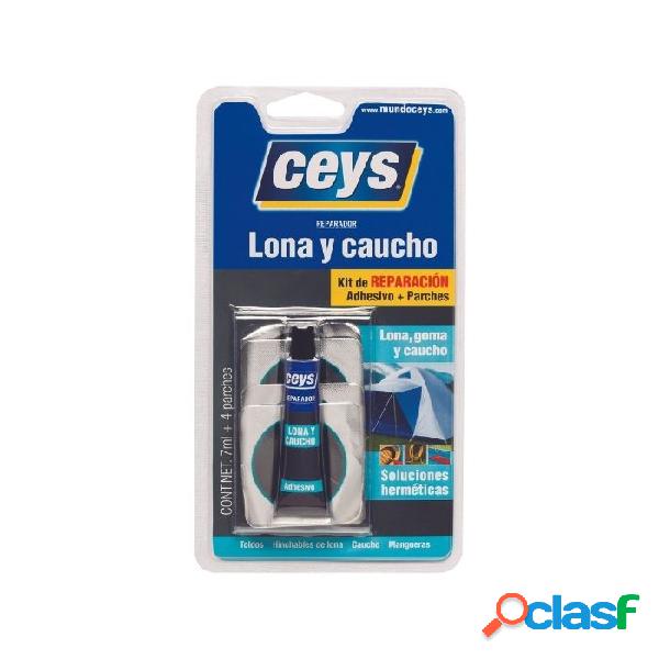 Kit reparador adhesivo y parches para Lona y Caucho Ceys 7ml