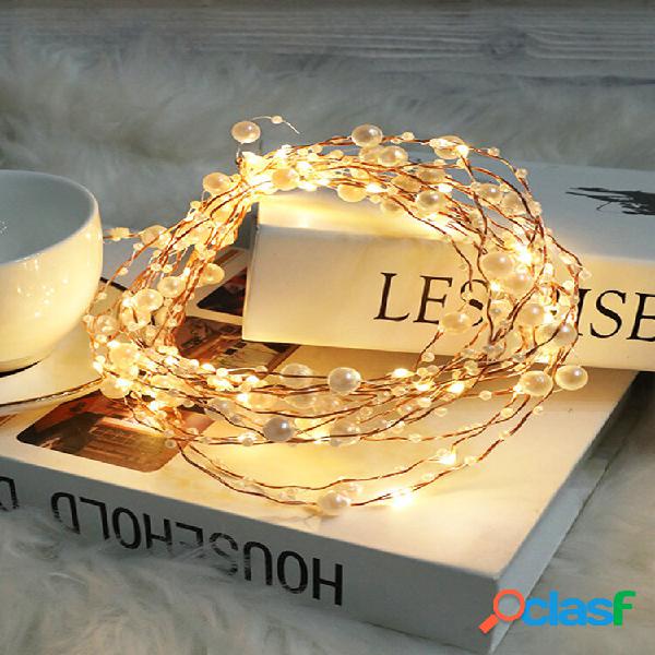 LED Cobre Alambre Perlas Luz de noche Decoración del hogar