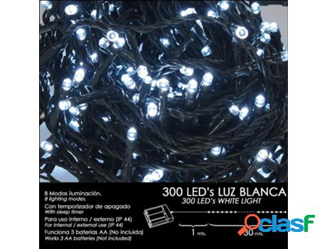 Luces navidad a pilas 300 leds luz blanca interior /