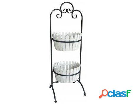 Macetero HOGAR Y MÁS Decorativo Blanco Vertical De Madera