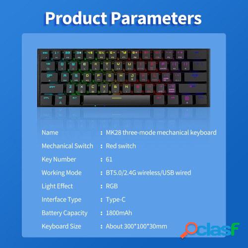 Magic-Refiner MK28 Teclado mecánico de tres modos 61 teclas