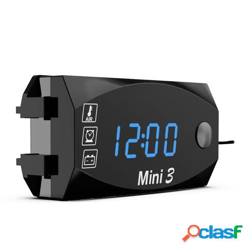 Medidor de motocicleta 3 en 1 LED reloj de tiempo Digital