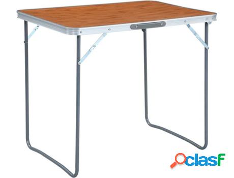 Mesa VIDAXL de camping plegable (Marrón - 80x60x70 cm)