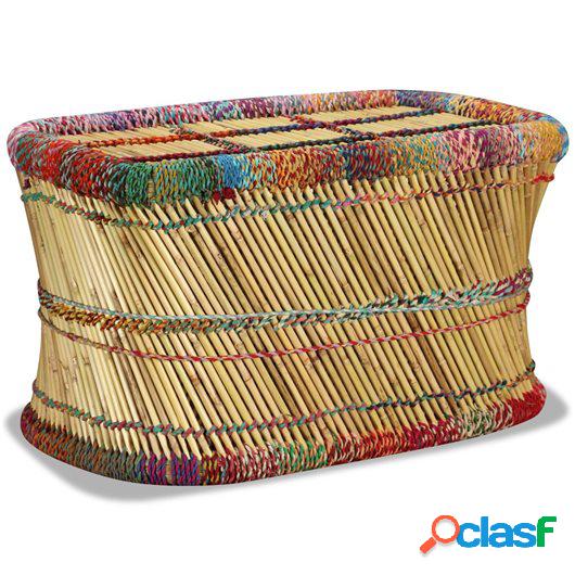 Mesa de centro de bambú con detalles chindi multicolor