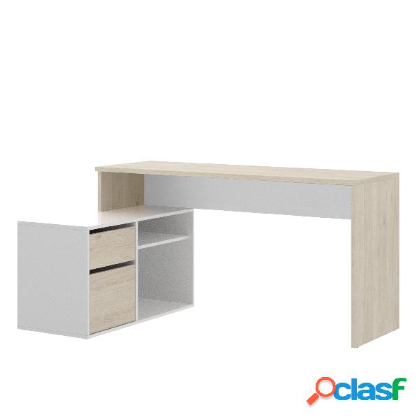 Mesa de escritorio Dekit Rox Madera Natural Blanco Brillo
