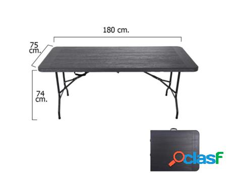 Mesa plegable rectangular gris antracita 180 x 75 x 74 cm.