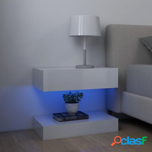 Mesitas de noche 2 uds aglomerado blanco brillante 60x35 cm