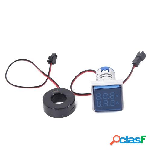 Mini Square LED Voltímetro digital Amperímetro Luz de