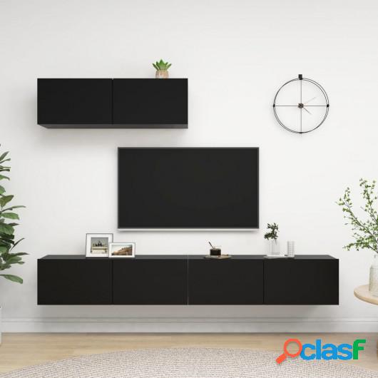 Mueble de TV 3 piezas de aglomerado negro