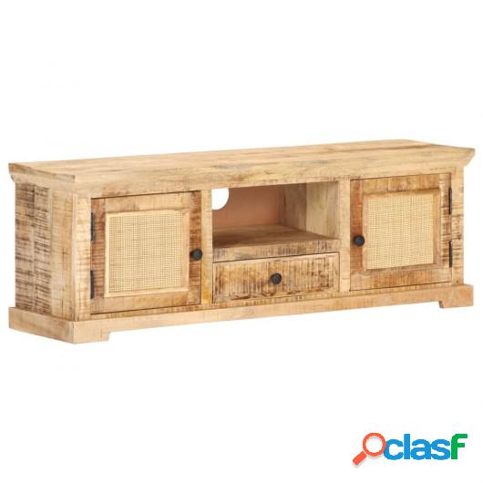 Mueble para TV madera maciza mango y caña natural 120x30x40