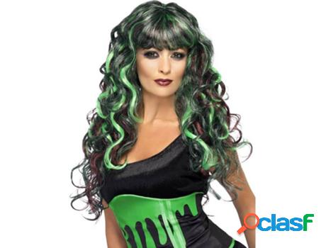Peluca DISFRAZZES Negra Con Mechas Verdes Y Moradas (Talla: