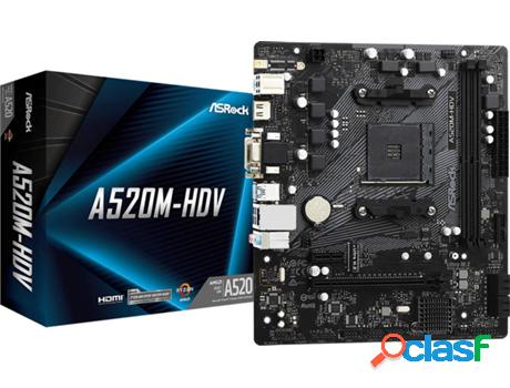 Placa Base ASROCK A520M-HDV (Socket AM4 - AMD A520 - Micro