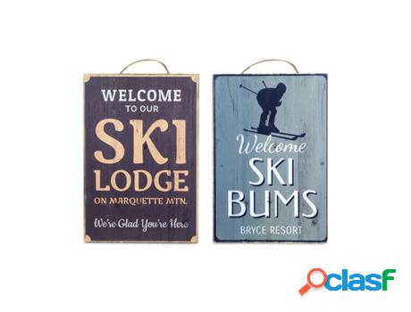 Placa Letreros Pared Ski Incluye 2 Unidades Adorno Pared